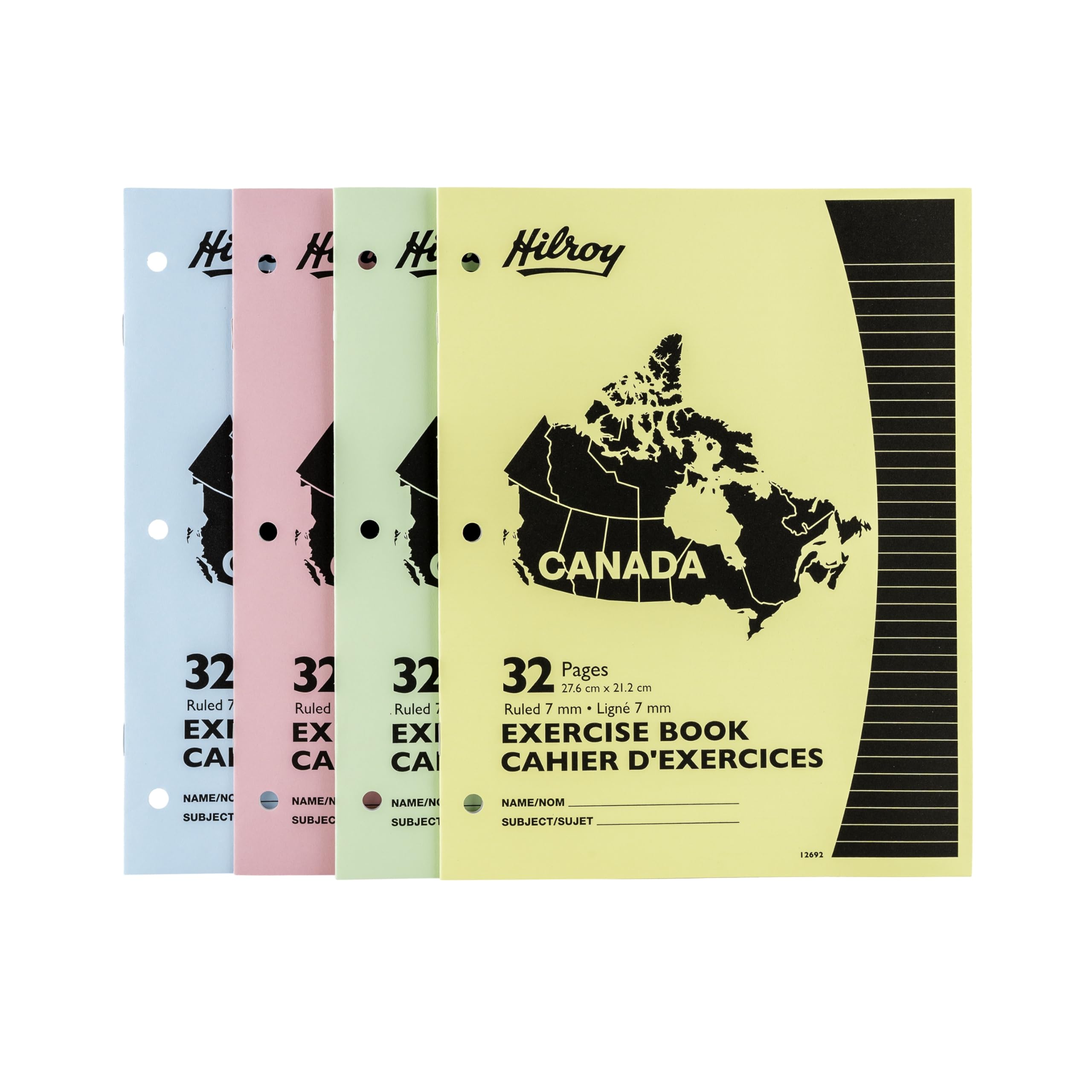 Hilroy Canada Stitched Exercise Book, 32 Pages/16 Sheets, 4-Pack (12692) | 7mm R