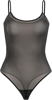 Teyli Women's fishnet thong bodysuit, elegant lingerie with thin straps, women's underwear, light and seductive.