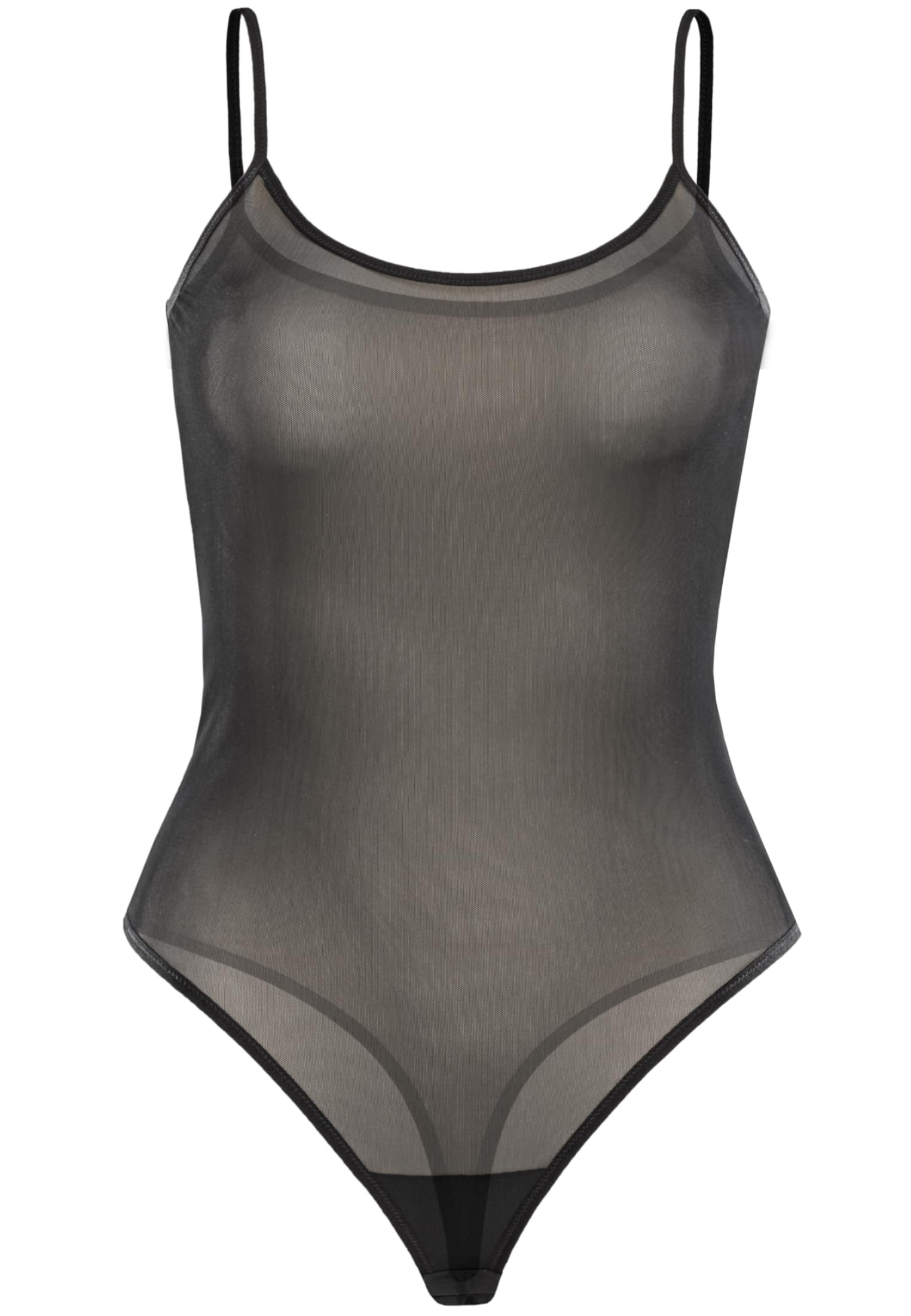 Teyli Women's fishnet thong bodysuit, elegant lingerie with thin straps, women's
