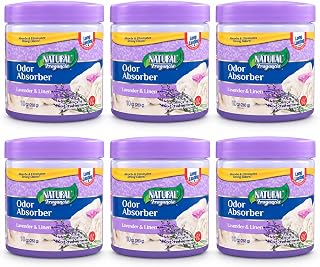 Natural Odor Absorber, Lavender & Linen Scent, Long Lasting Air Freshener, 10 oz Each, Pack of 6