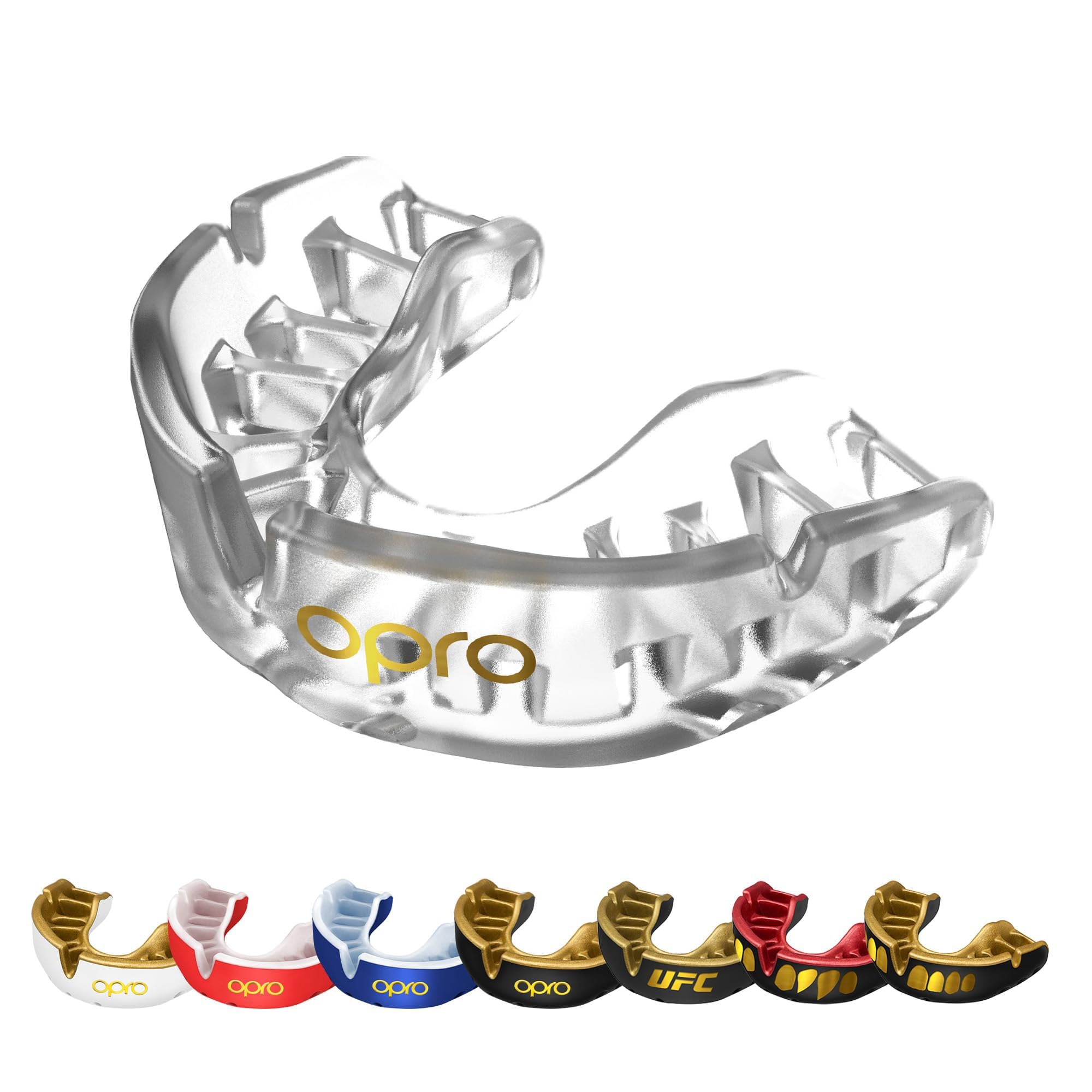 OPRO Gold Level Moldable Mouth Guard, Premium Fit (Clear) Adult & Kids | Easy Se
