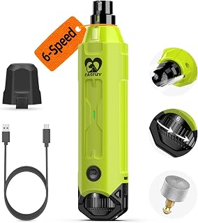Casfuy 6-Speed Dog Nail Grinder - Newest Enhanced Pet Nail Grinder Super Quiet Rechargeable Electric Dog Nail Trimmer Painless Paws Grooming & Smoothing Tool for Large Medium Small Dogs