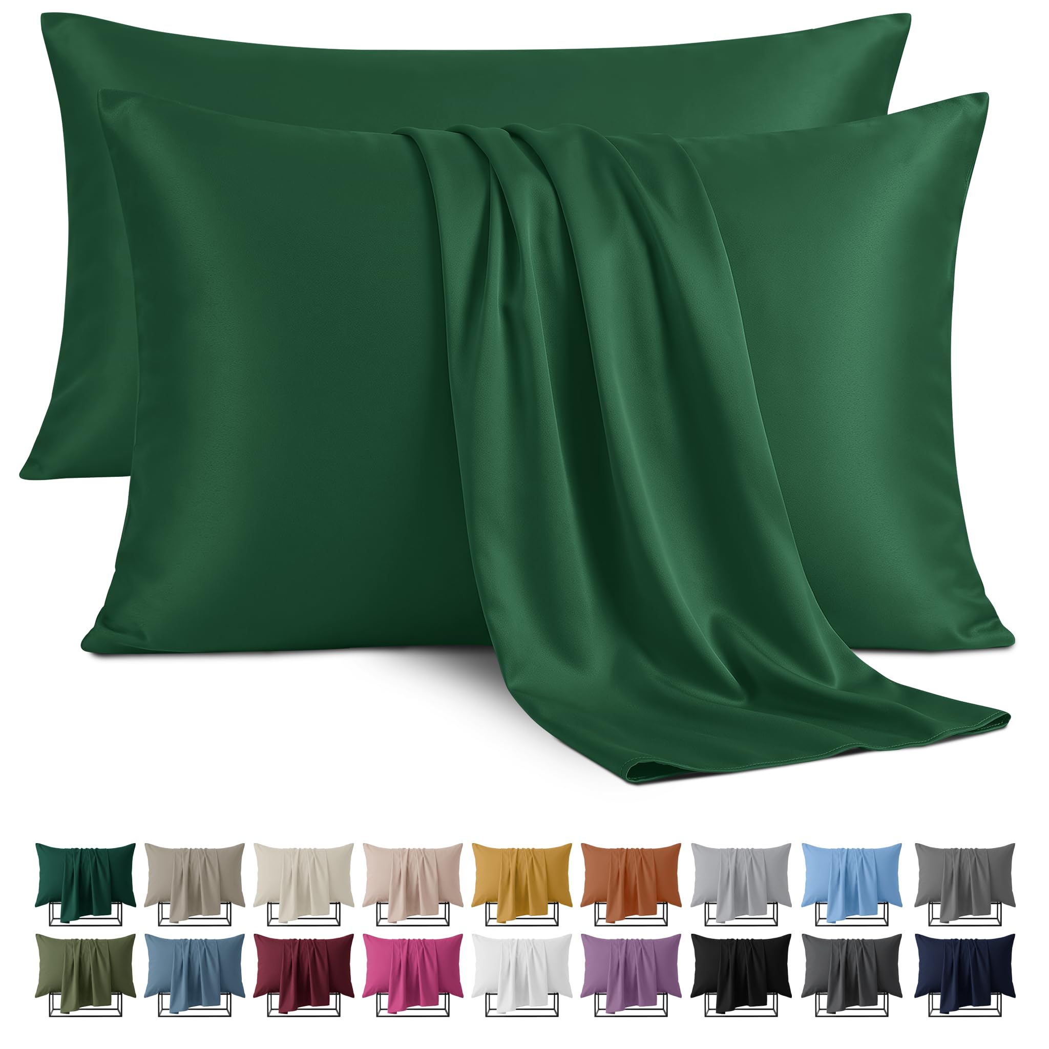 Imperial Rooms Emerald Microfibre Pillow Cases 2 Pack, Easy fit (50x75 Cm)