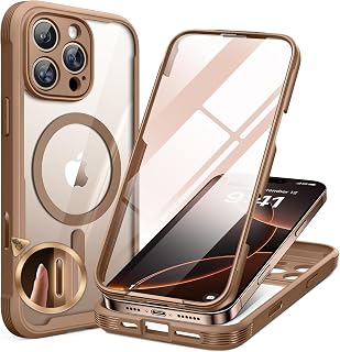 miracase for iPhone 16 Pro Max Case 6.9'', [Bubble Free] Full-Body Bumper Phone case with Built-in Full Glass Screen&Camera Control, Compatible with MagSafe,Drop Proof 16 Pro Max Cover,Desert Brown