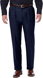 Haggar - Hc90884 High Quality Non-Iron Classic Fit Trousers with Expandable Waist, Plain Front - Mens