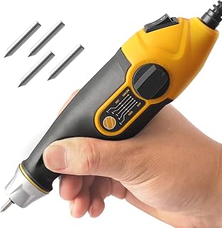 UTOOL 24W Handheld Engraver Pen with 1 Stencil, 4 Bits for Wood Metal Glass | Includes 1 Letter/Number Stencil, 4 Diamond Tungsten Carbide Steel Engraving Bits, 1 Replaceable Screw, 1 M2 Allen Wrench
