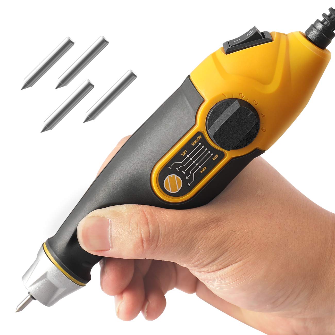 UTOOL 24W Handheld Engraver Pen with 1 Stencil, 4 Bits for Wood Metal Glass | In