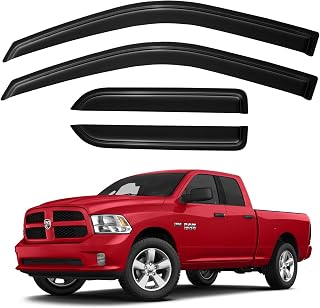 Window Visors Rain Guards for 2009-2018 Dodge Ram 1500 Quad/Extended Cab | Out-Channel Window Vent Wind Deflectors Visors Shades Protectors for 2019-2023 Ram 1500 Classic Extended Cab