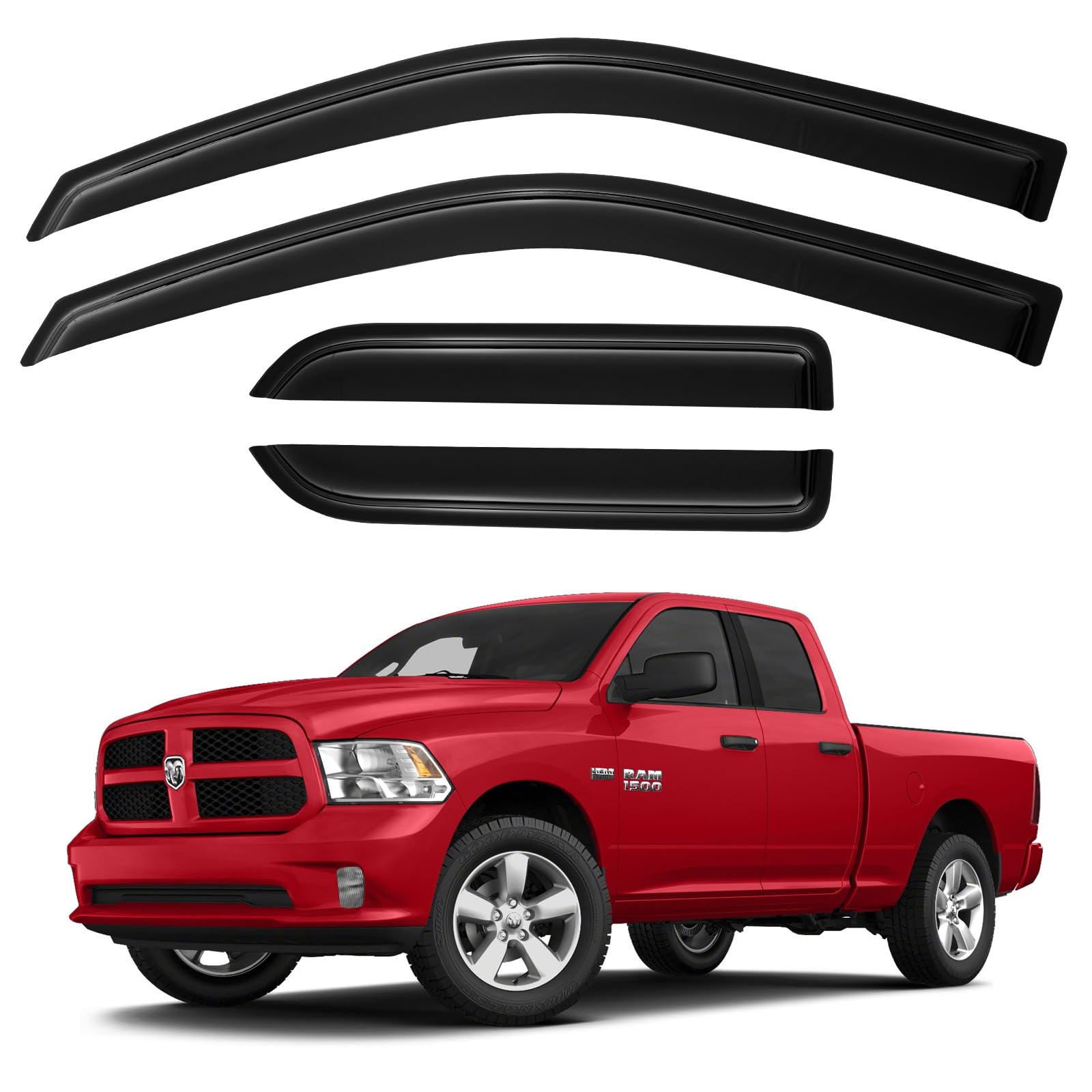 Window Visors Rain Guards for 2009-2018 Dodge Ram 1500 Quad/Extended Cab | Out-C