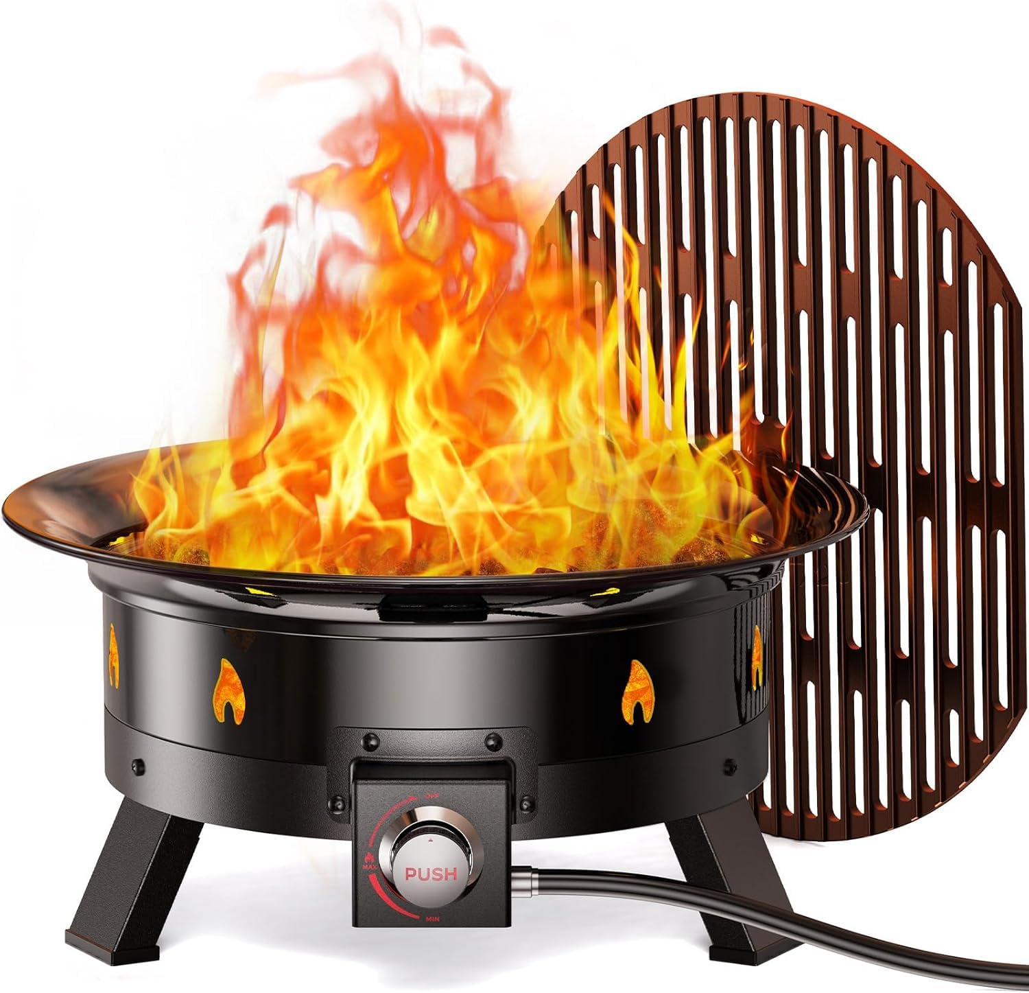 Ciays Large Propane Fire Pit 19 Inch, Gas Fire Pit with Grill Grate, Folding Leg