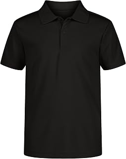 Nautica Boys' School Uniform Short Sleeve Polo Shirt, Button Closure, Moisture Wicking Performance Material