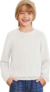Arshiner Boys Sweater Long Sleeve Cable Knit Crewneck Pullover Winter Tops