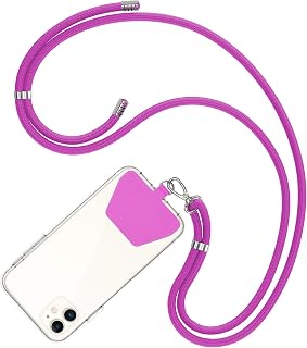 COCASES Crossbody Phone Lanyard with Tether, iPhone Strap for Hanging Anti-Theft Phone Chain for Neck Keychain with Patches Compatible with Most Smartphones Purple