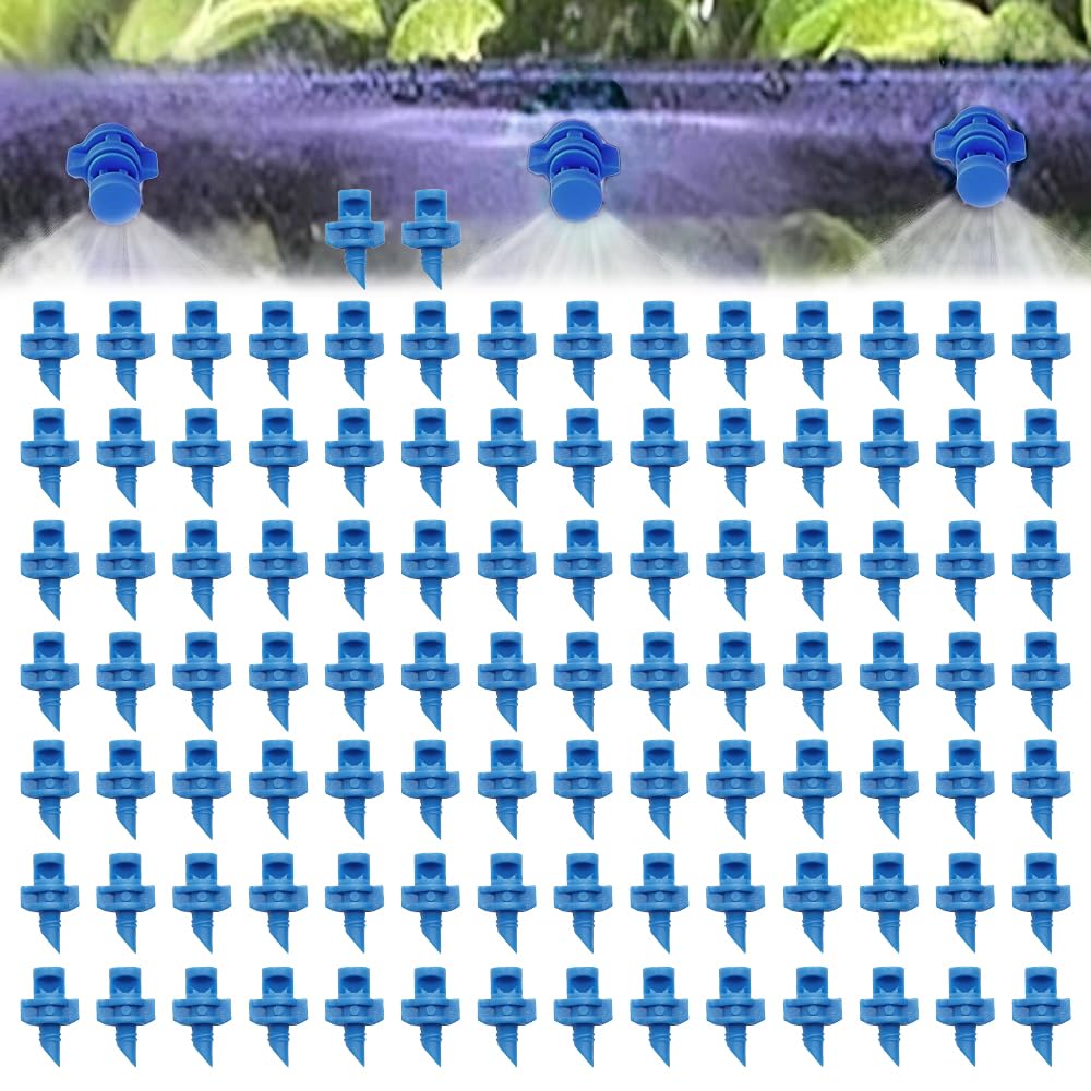100 Pcs Misting Nozzles, 90 Degree Sprinklers Miniature Garden Lawn Water Spray 