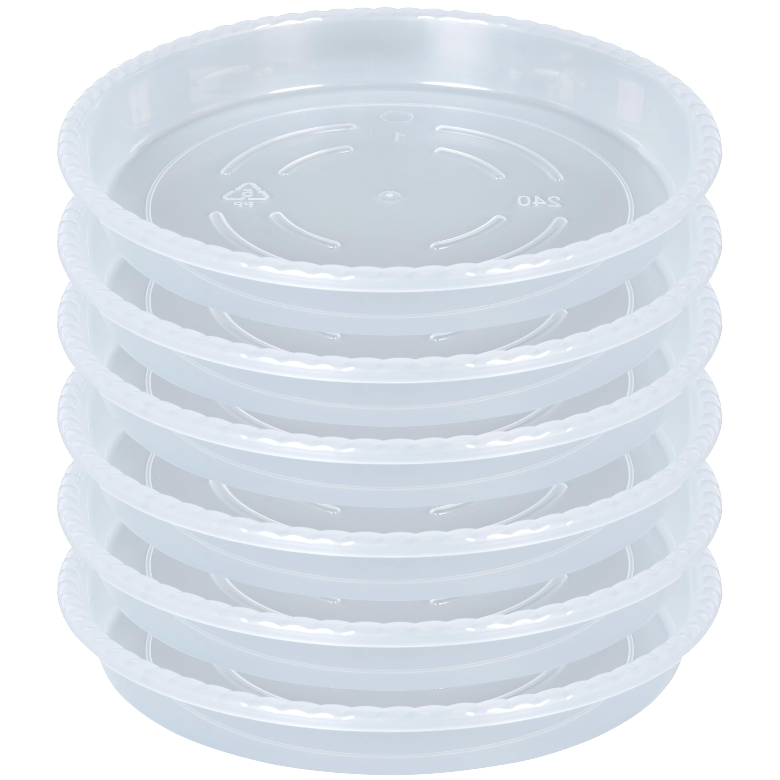OVZILKI Plant Saucer 6 Pack of 10 inch, Clear Plastic Flower Plant Pot Saucer, H