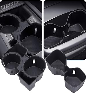 Center Console Cup Holder Inserts for KIA EV9 2026 2025 2024 (Only for Land AWD, GT-Line AWD), Interior Accessories Front & Rear TPE Cup Holders Covers Protector for 2024-2026 EV9, Black