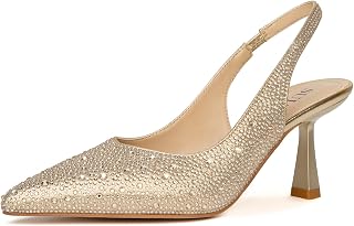 Slingback Wedding Heels for Women Bridal Lace Mesh Kitten Heel Closed Pointed Toe Pearl Pumps Shoes