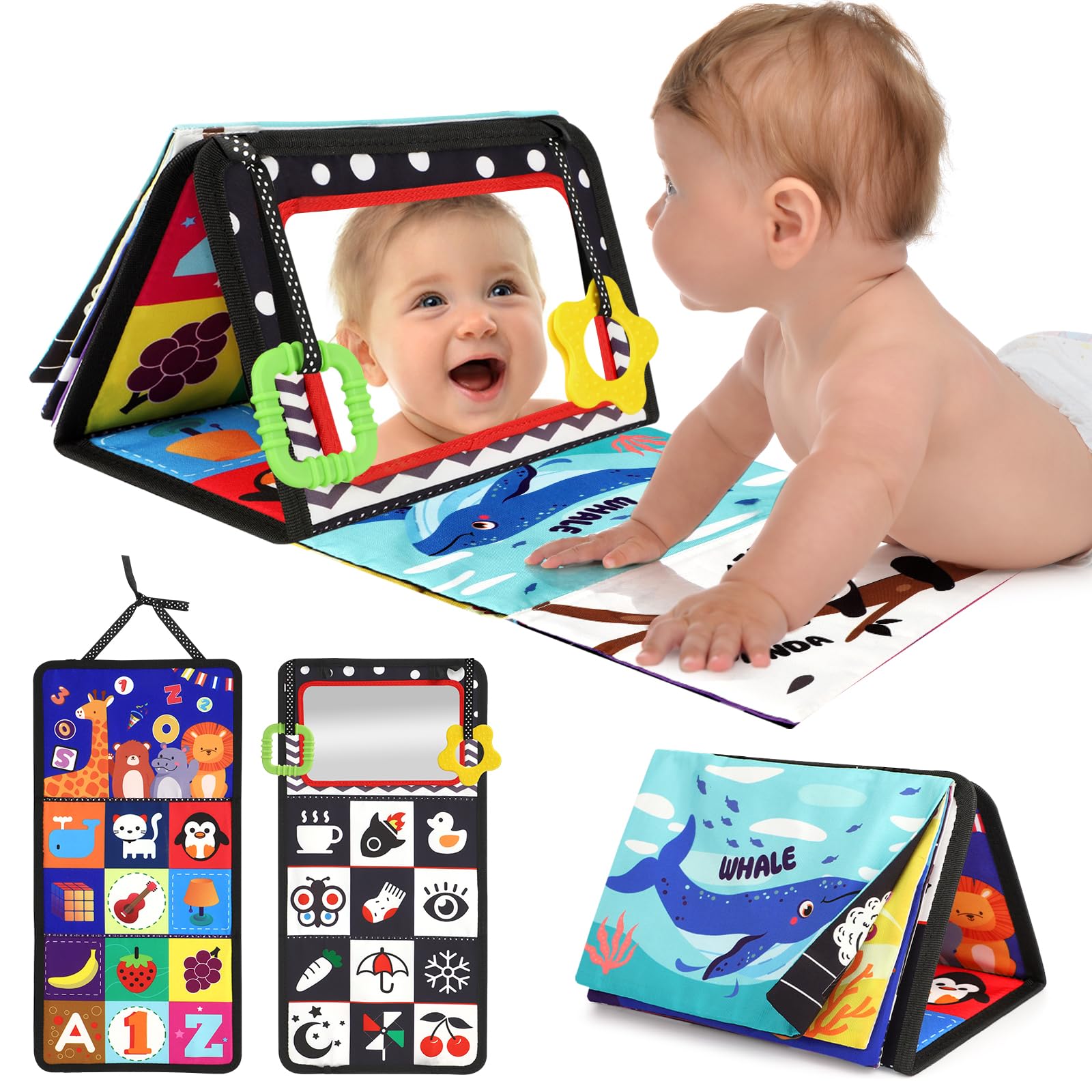 URMYWO Tummy Time Mirror Toys, High Contrast Baby Toys for Newborn | Visual Stim