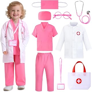 LIMIROLER Doctor Costume for Girls, Kids Doctor Play Set, Ages 3-6 | Toddler Doctor Dress Up Clothes Role Play Gift Set for Girls, Perfect for Career Day Halloween Pretend Play & Birthday Gifts