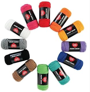 Red Heart Craft Kit, Yarn for Crocheting and Knitting | #4 Medium Worsted Weight 100% Acrylic Yarn Kit for Amigurumi Projects, 12 Colors, 93 yards, 50g/1.7oz