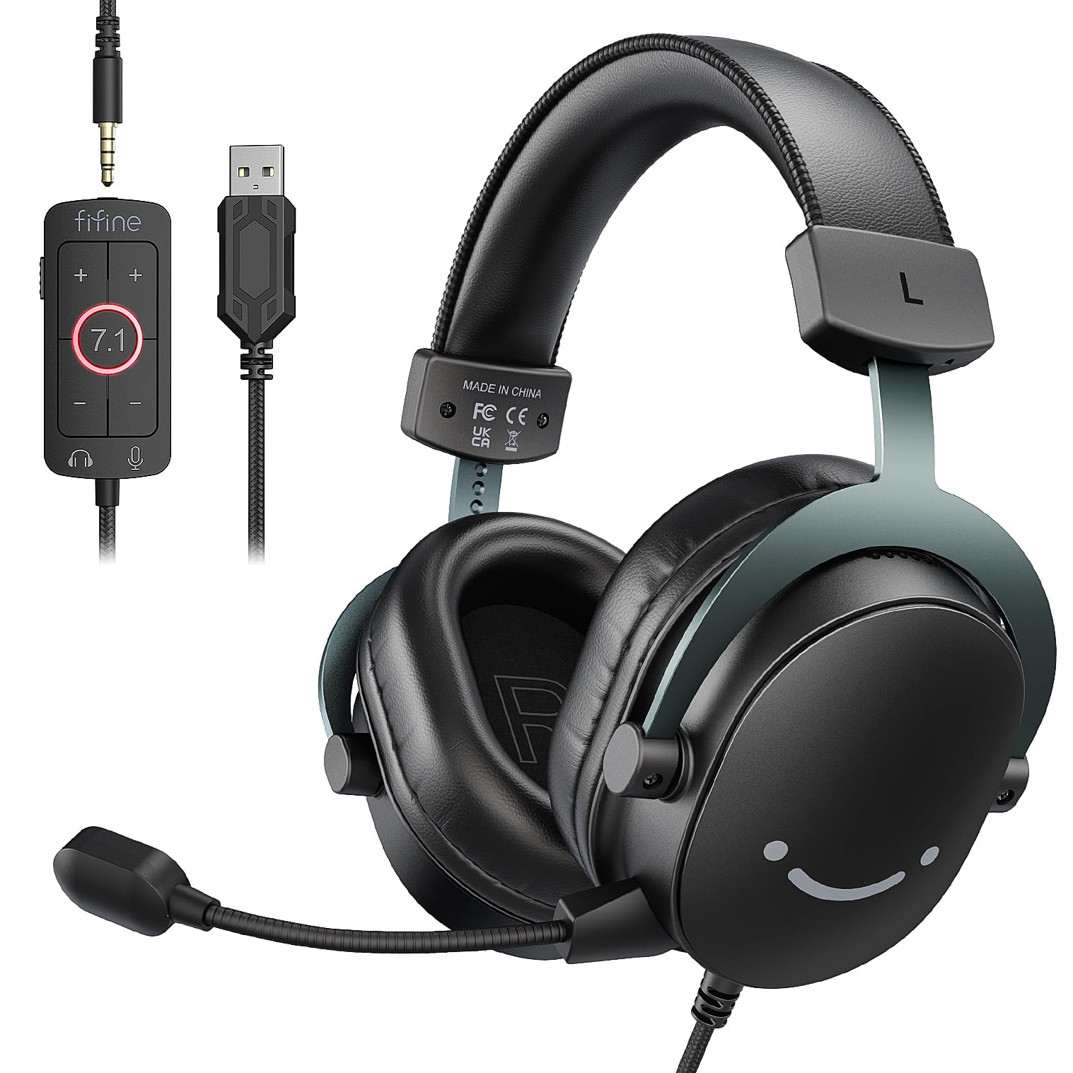 FIFINE H9 USB Gaming Headset | Over-Ear PC Headphone with 3.5mm Jack, 7.1 Surrou