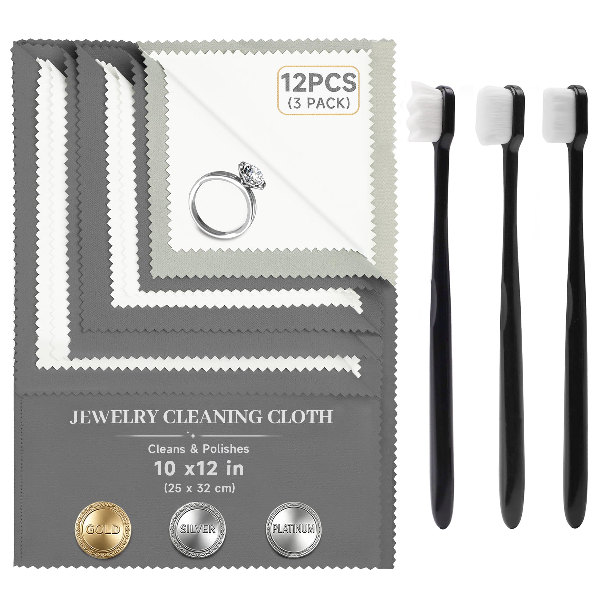 6 PCS Large Silver Polishing Cloth Kit, 3 Pack 10" x 12" Jewelry Cleaner Cloths 