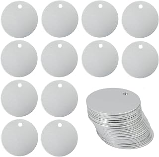 StayMax Round Aluminum Blank Tags Stamping Blanks Engraving Blanks 25 Pack (Siver)