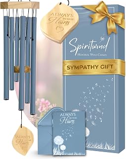 Spiritwind Sympathy Wind Chimes Memorial Wind Chimes for the Loss of Your Loved One with Sympathy Gift Card, Envelope, Pen, Premium Gift Box, Sympathy and Mourning Gift Set