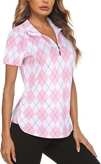 Gemulate Women's Short Sleeve Polo Shirts Floral Golf Tennis Tshirt | Zip Up Workout Tank Tops Moisture Wicking Gym Sports tops S-XXL