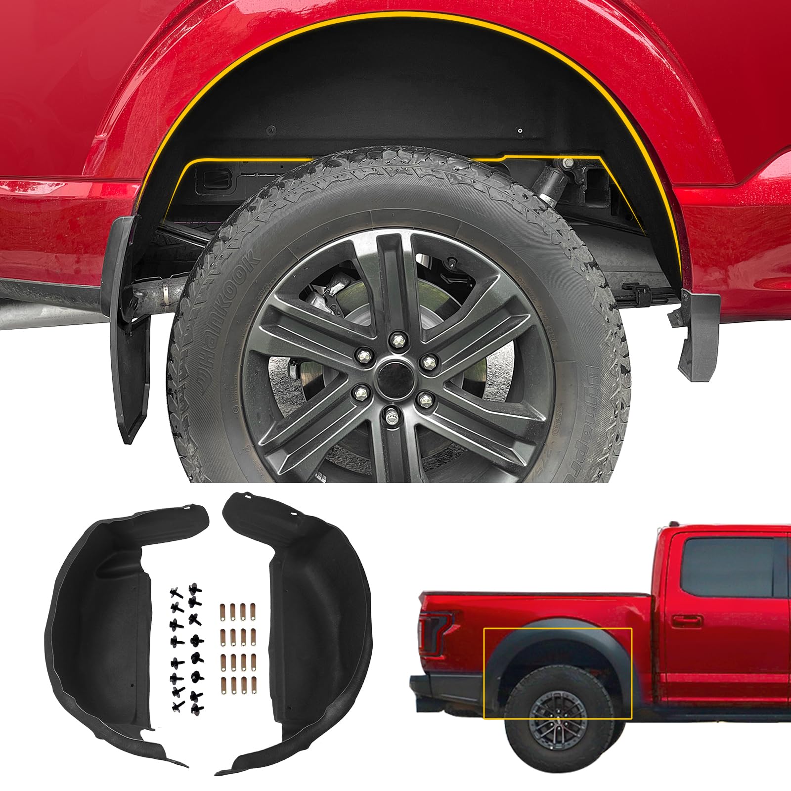 Maxzina Rear Wheel Well Liners for 2021-2026 Ford F150 Accessories | Rear Wheel 