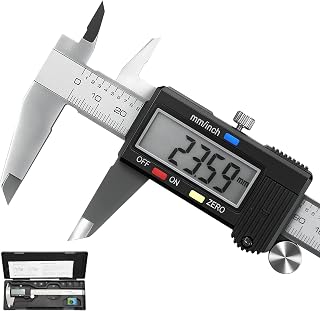 Caliper Measuring Tool, Qfun Vernier Digital Caliper Stainless Steel 6 Inch/150mm, Digital Micrometer Waterproof, Easy Switch from Inch to Millimeter, Large LCD Screen