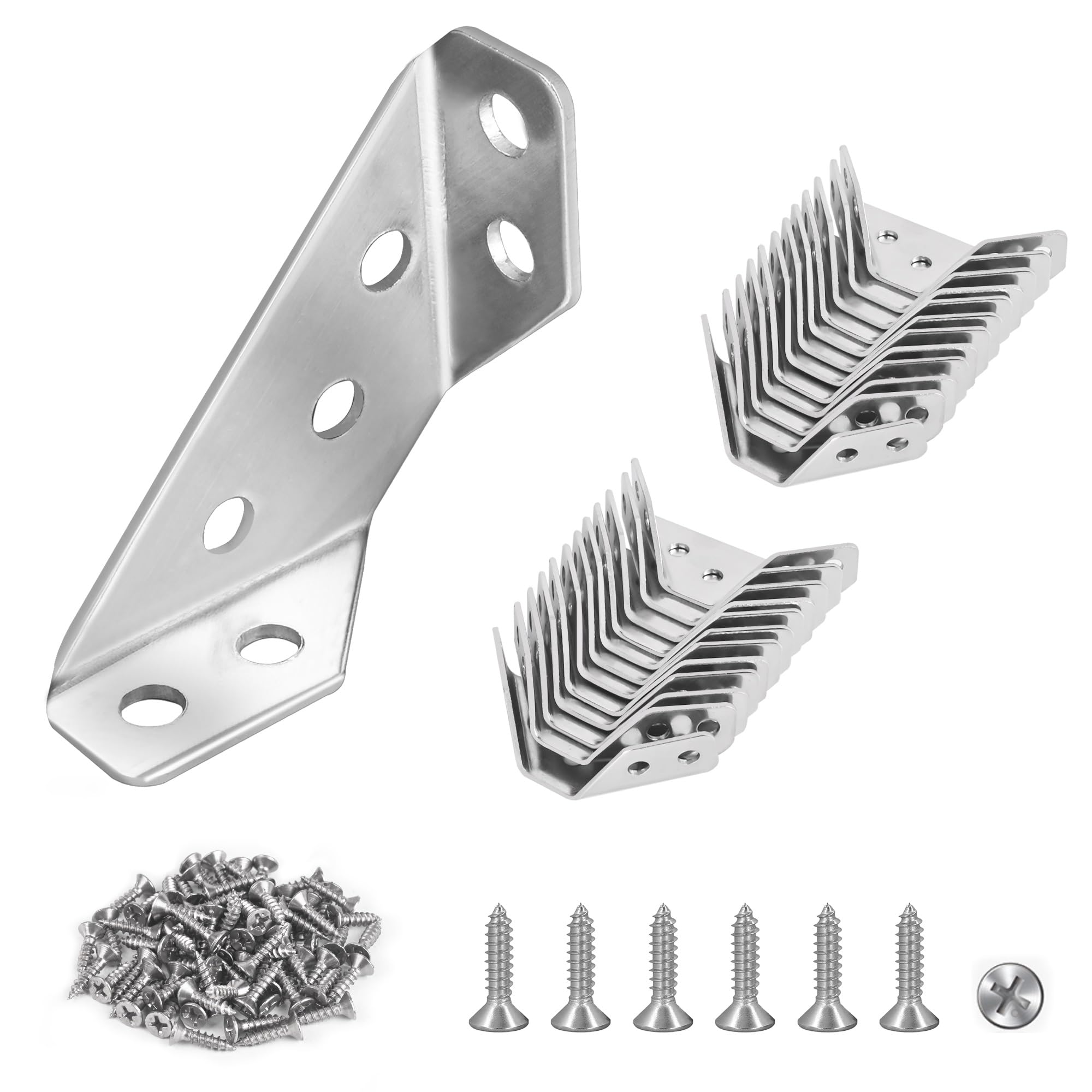 PlusRoc 12-Pack Stainless Steel Corner Brackets for Wood | Heavy Duty Corner Bra