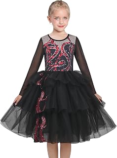 Sunny Fashion Girls Dress Red Pink Bow Tie Lace Formal Party Long Sleeve 4-12 Years
