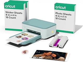 Cricut StickerPix Print™ Essential Bundle, Sea Green | All-in-One Photo Printer, Label Maker, & Sticker Maker Machine - Includes Pre-Cut Sticker & Photo Paper - 300 DPI