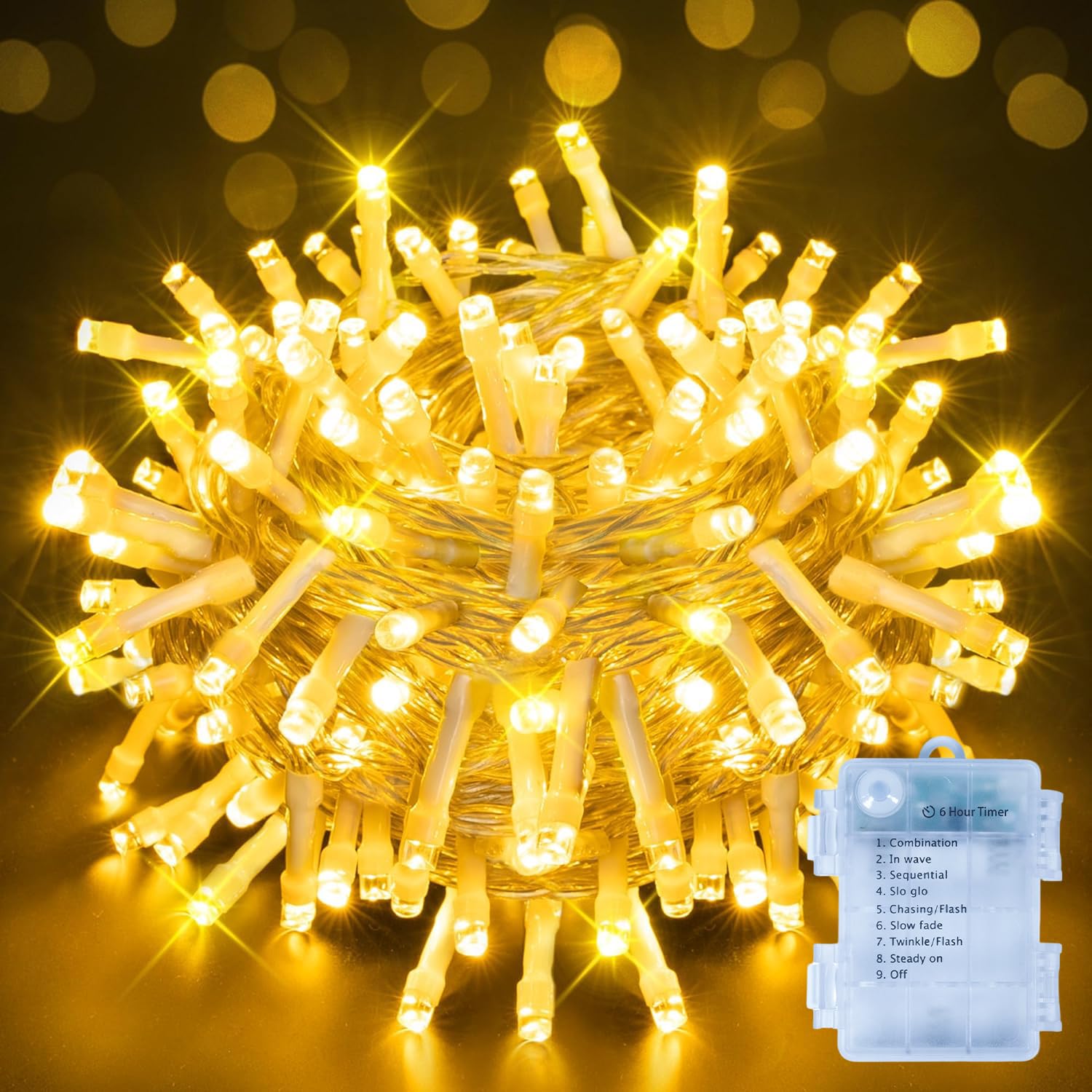 Ollny Fairy Lights Battery Operated, 10m 100 LEDs Bright Battery Powered String 