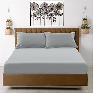 GC GAVENO CAVAILIA Fitted Sheet Single Bed (91 x 190cm) - Grey Bedding Sheets - Plain Dyed Microfiber Bed Sheets Single - (10 inch) 25cm Deep Pocket Bottom Sheet - Easycare - Wrinkle & Fade Resistant