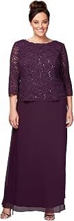 Alex Evenings Plus Size Long A-Line Mock Dress with Jacket Dress for Women's Special Occasion