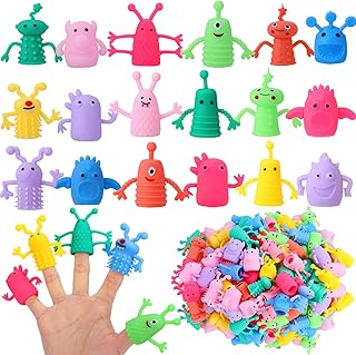 Booson 120 PCS Finger Puppets Toys Cute Monster Finger Puppets | Soft Rubber Stretchy Fidget Doll Toys for Role Playing Birthday Kids Party Favors, 14 Random Styles