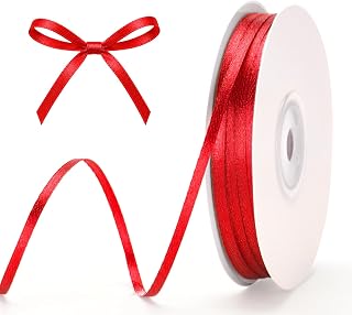 G2PLUS 100 yards Red Satin Ribbon: 3 mm Fine Decorative Ribbon for Gift