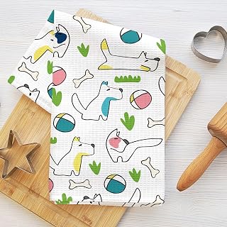 Adorable Cartoon Dog Kitchen Towel 24x14 inch, Absorbent Microfiber Decorative Cloth Tea Towel, Kitchen Home Bathroom, Dog Lover Gift 4