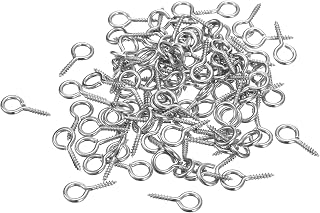 50pcs Eye Screws, 304 Stainless Steel 15x7mm Small Self Tapping Screw Hook Ring Mini Eye Pin DIY Handwork Wooden Clay Pendant Cork Bottle, Silver