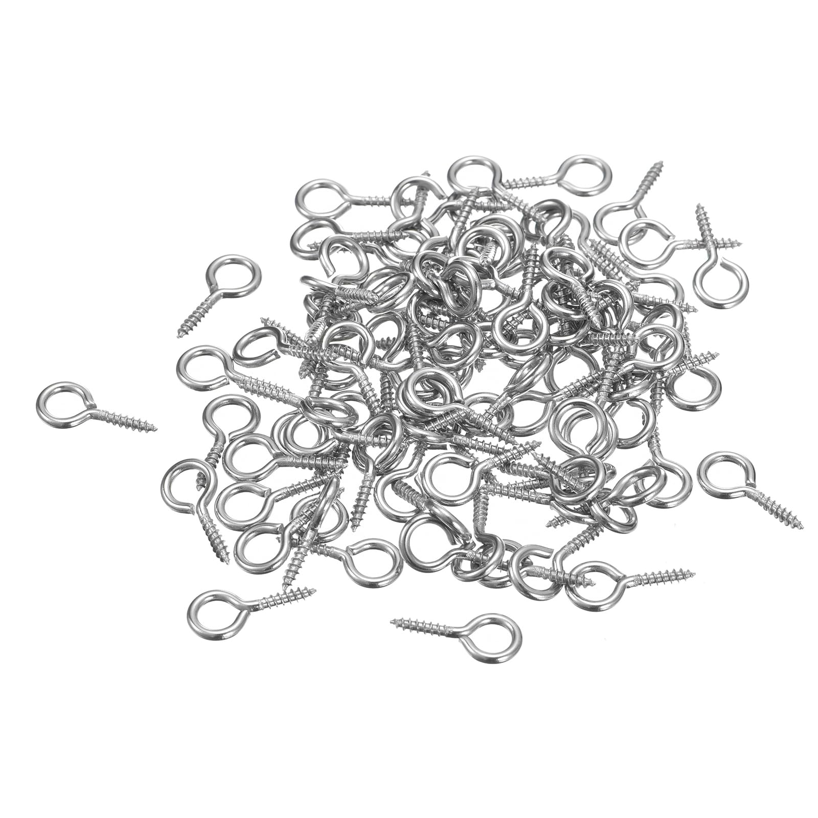 50pcs Eye Screws, 304 Stainless Steel 15x7mm Small Self Tapping Screw Hook Ring 