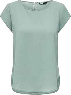 ONLY Women’s Onlvic S/S Solid Aop Top, Ptm T-Shirt, Blouse Shirt, Short Sleeves
