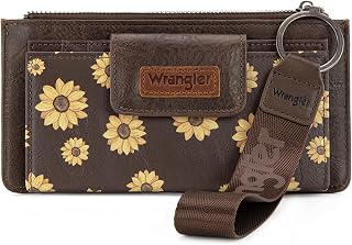 X Wrangler Western Wallet for Women Card Cases & Money Organizers Wristlet Wallet with Zipper Pocket