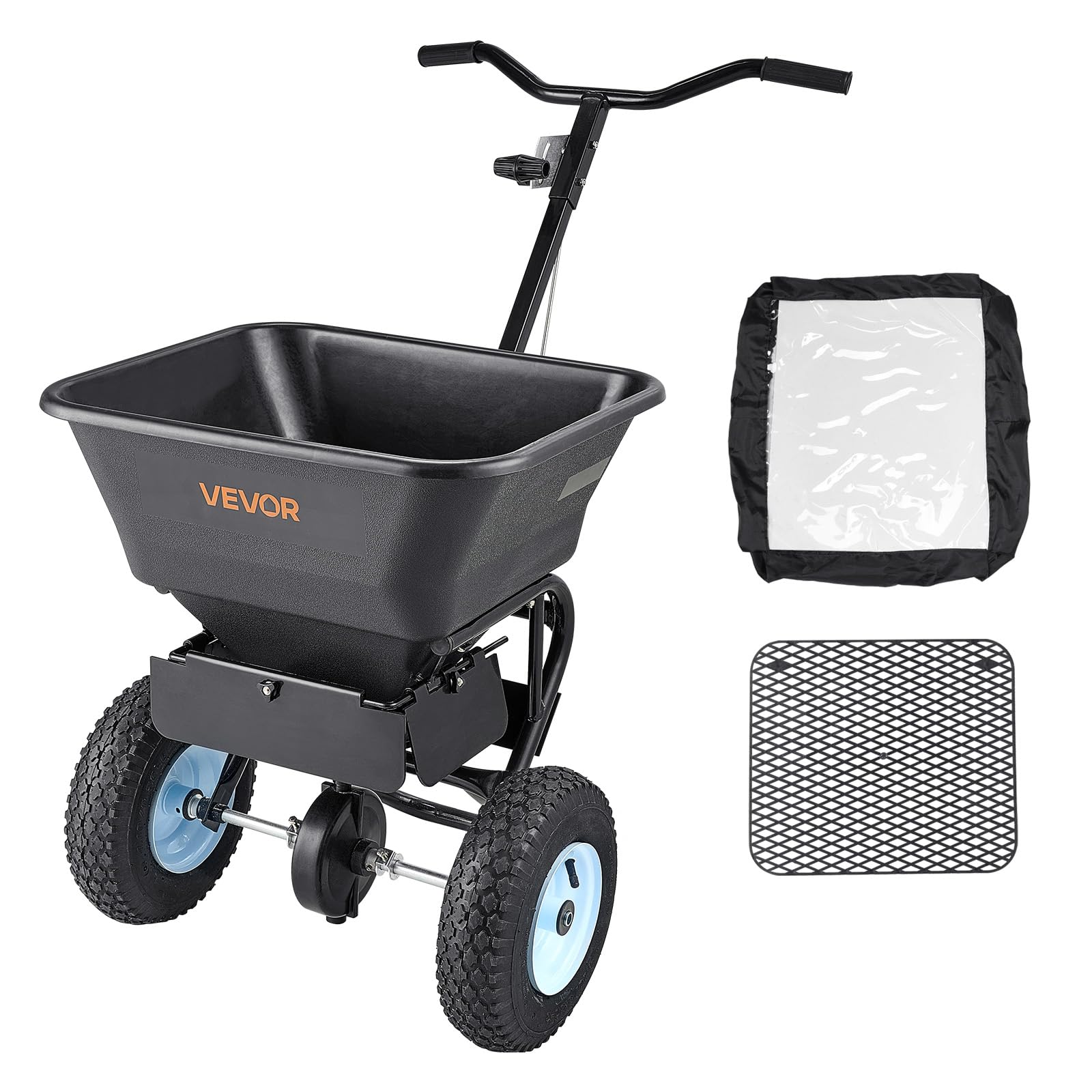 VEVOR Walk Behind Spreader 60 lbs Capacity Push Broadcast Spreader Black | for L
