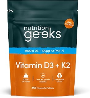 Vitamin D Tablets 4000 iu & Vitamin K2 MK7 100μg Vitamin D3-1 Year Supply | 365 Easy-Swallow Vitamin D3 K2 Tablets 1-A-Day High Strength Vegetarian D3 and K2 Vitamin Supplements