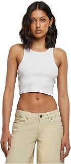 Urban Classics Ladies Cropped Rib Top Women's Top Brown 97% Cotton, 3% Spandex Regular