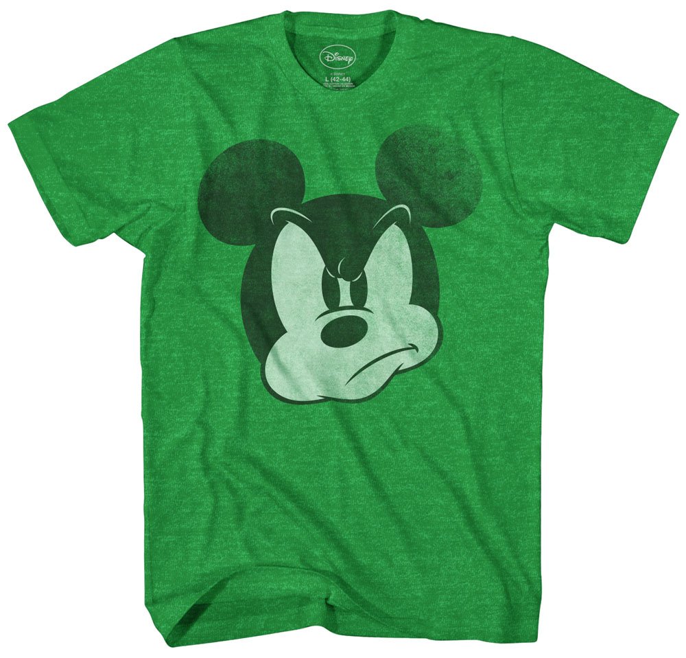 Disney Mad Mickey Mouse Uomini Adulti T-Shirt Heather x Verde-Grande