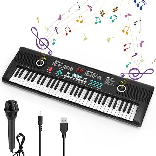 61 key keyboard Piano,Portable Electronic Digital Piano,Built In Dual Speakers,External Microphone,Power Plug,Rich Teaching Content,Multi-Functional Electronic Piano Suitable For Beginners