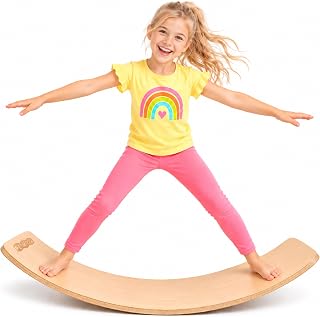 36" Wooden Balance Board Kids – Montessori Wobble Board & Rocker Toy | Natural Wood Balance Board for Indoor Active Play & Coordination – Open-Ended Learning Toy, Fun Gift for Toddlers Ages 3+
